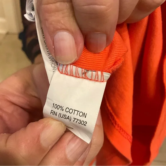 Zara Organic Cotton 3/4 Sleeve, Crew Neck T-Shirt, Bright Orang, Beautiful! Sz S - Picture 4 of 7